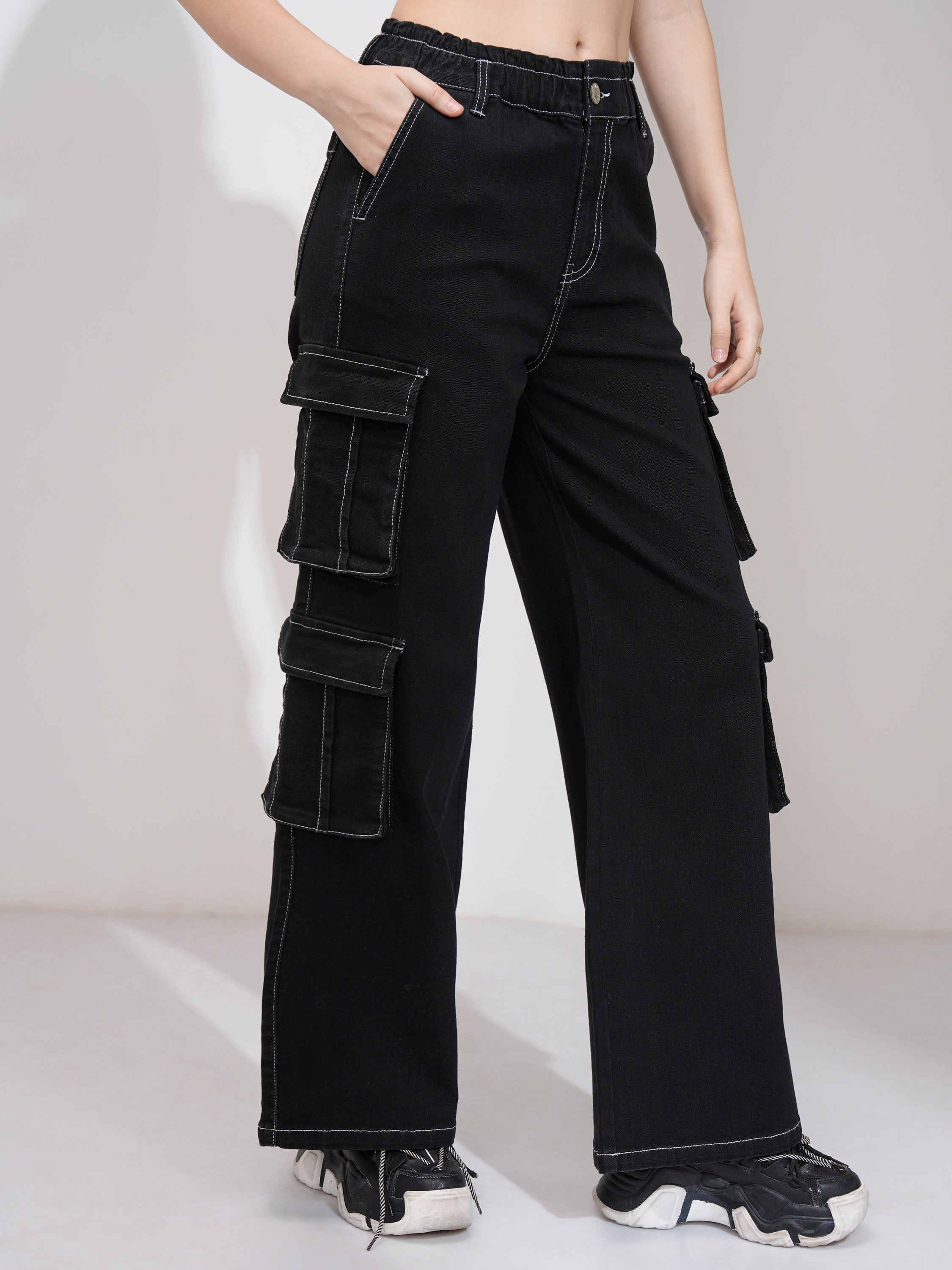 Tokyo Talkies Women Black Straight Fit Stretchable Jeans - Black - Image 6