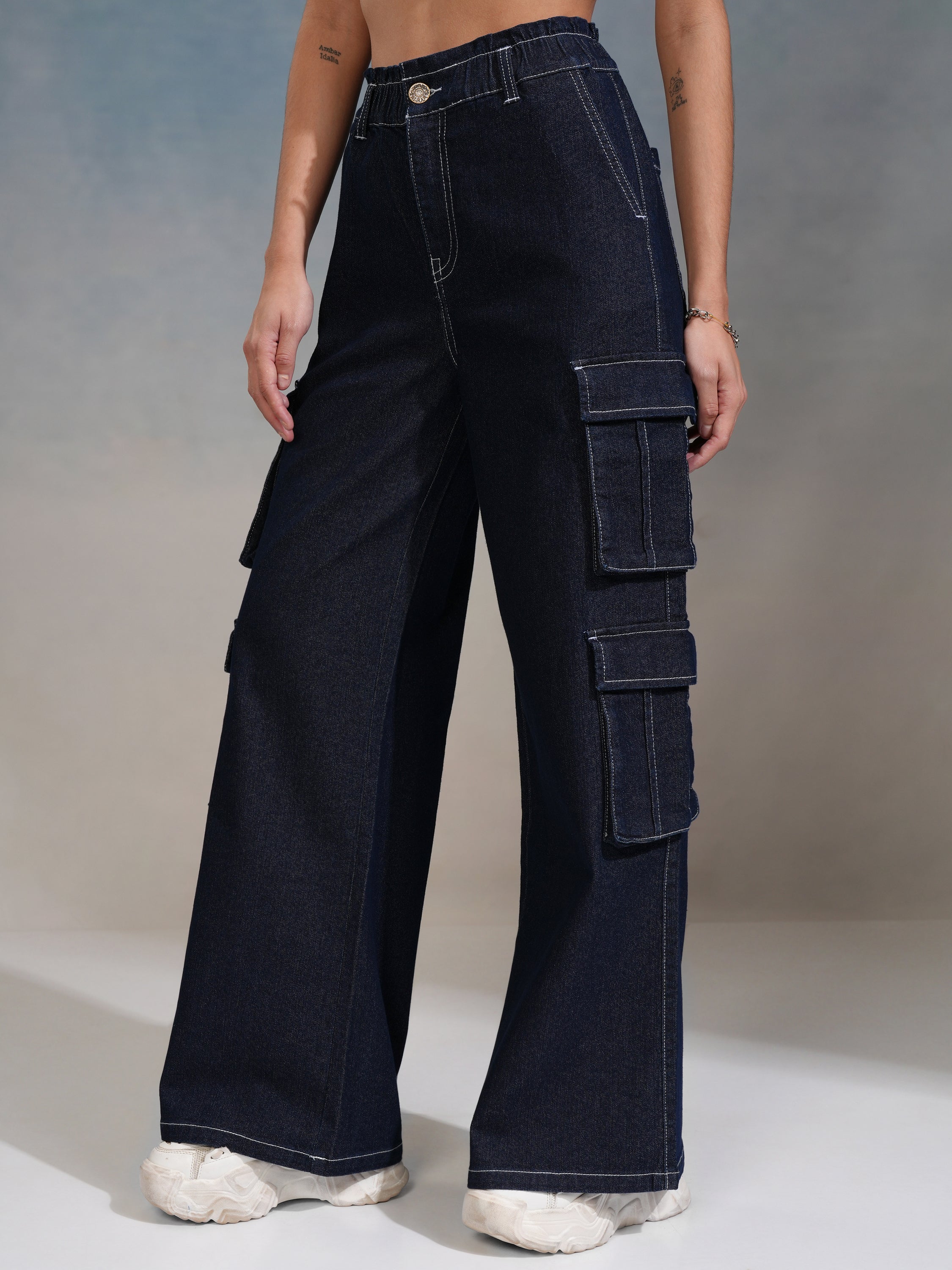 Tokyo Talkies Women Blue Straight Fit Stretchable Jeans - Blue - Image 4