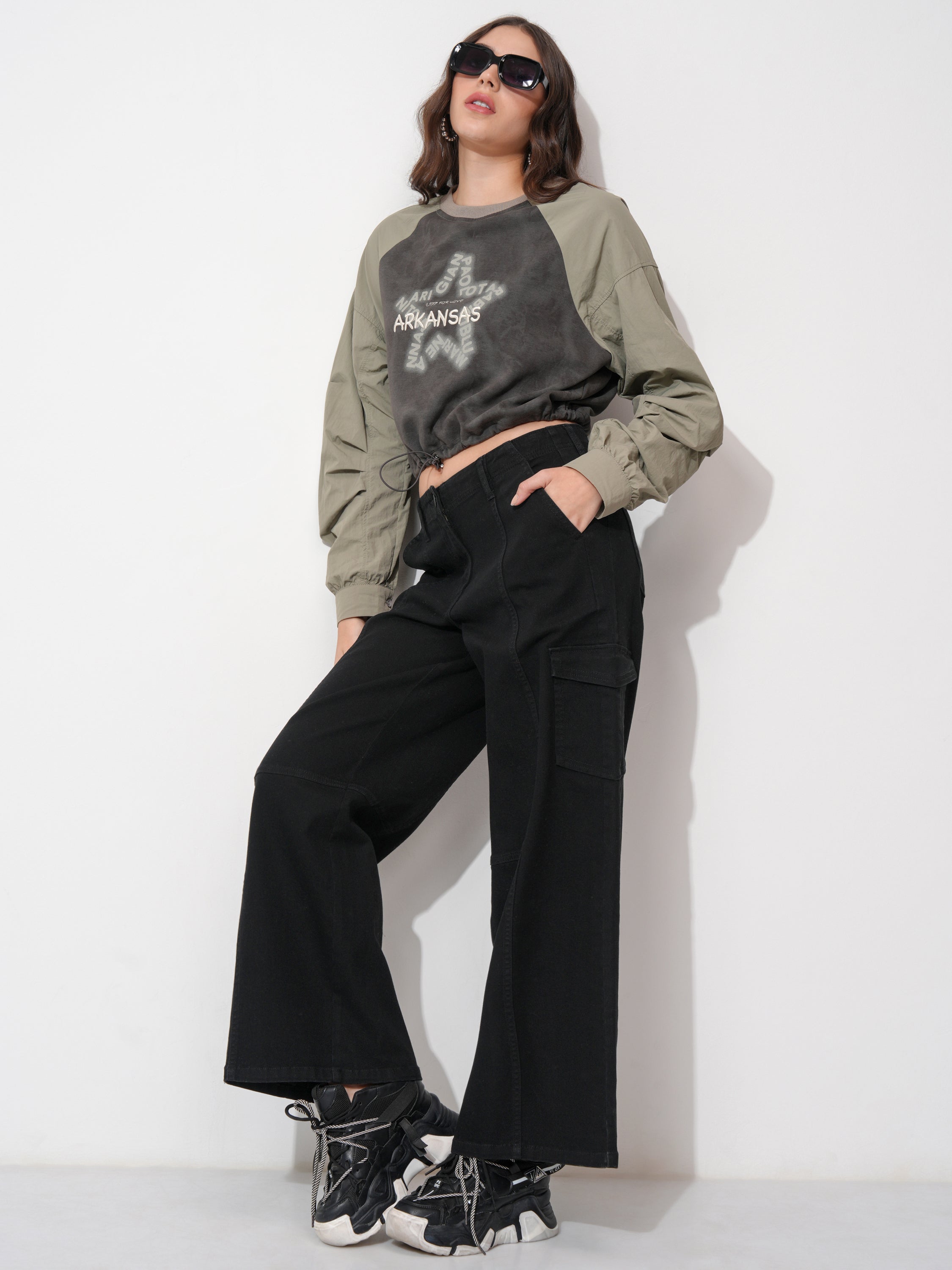 Tokyo Talkies Women Black Wide Leg Stretchable Jeans - Black - Image 2
