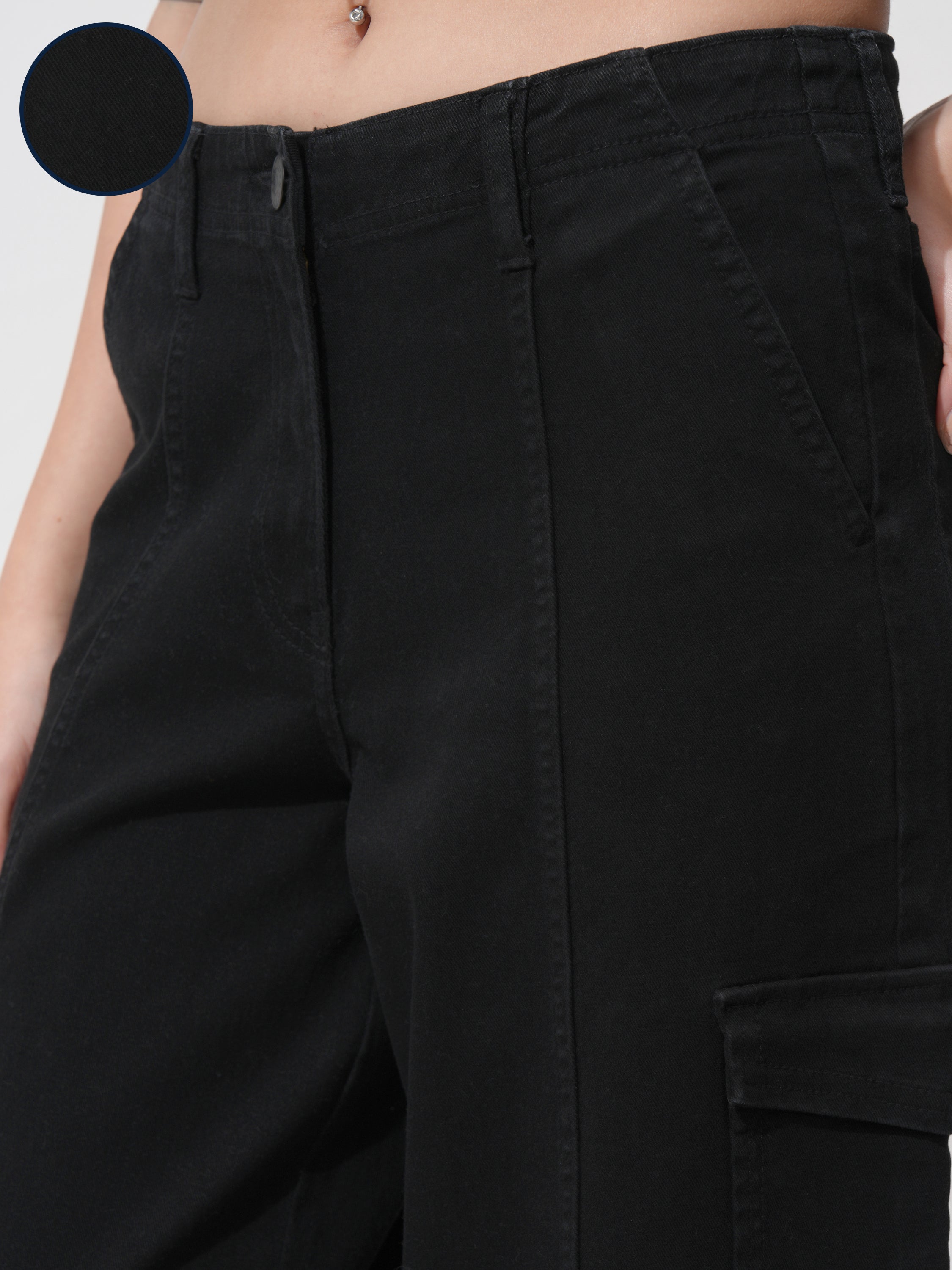 Tokyo Talkies Women Black Wide Leg Stretchable Jeans - Black - Image 5