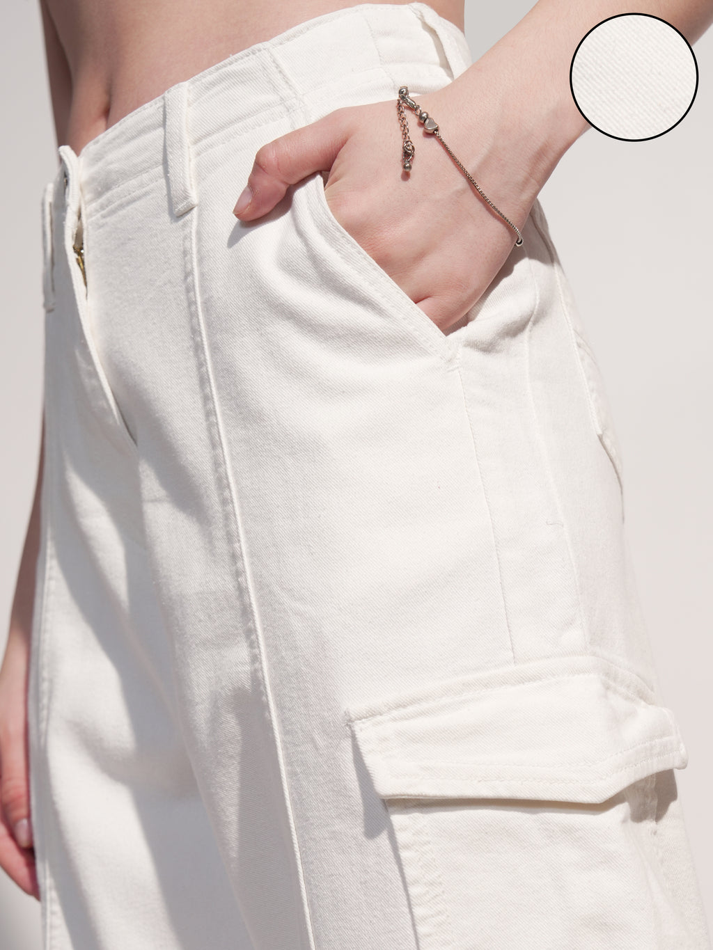 Tokyo Talkies Women White Wide Leg Stretchable Jeans - White - Image 5