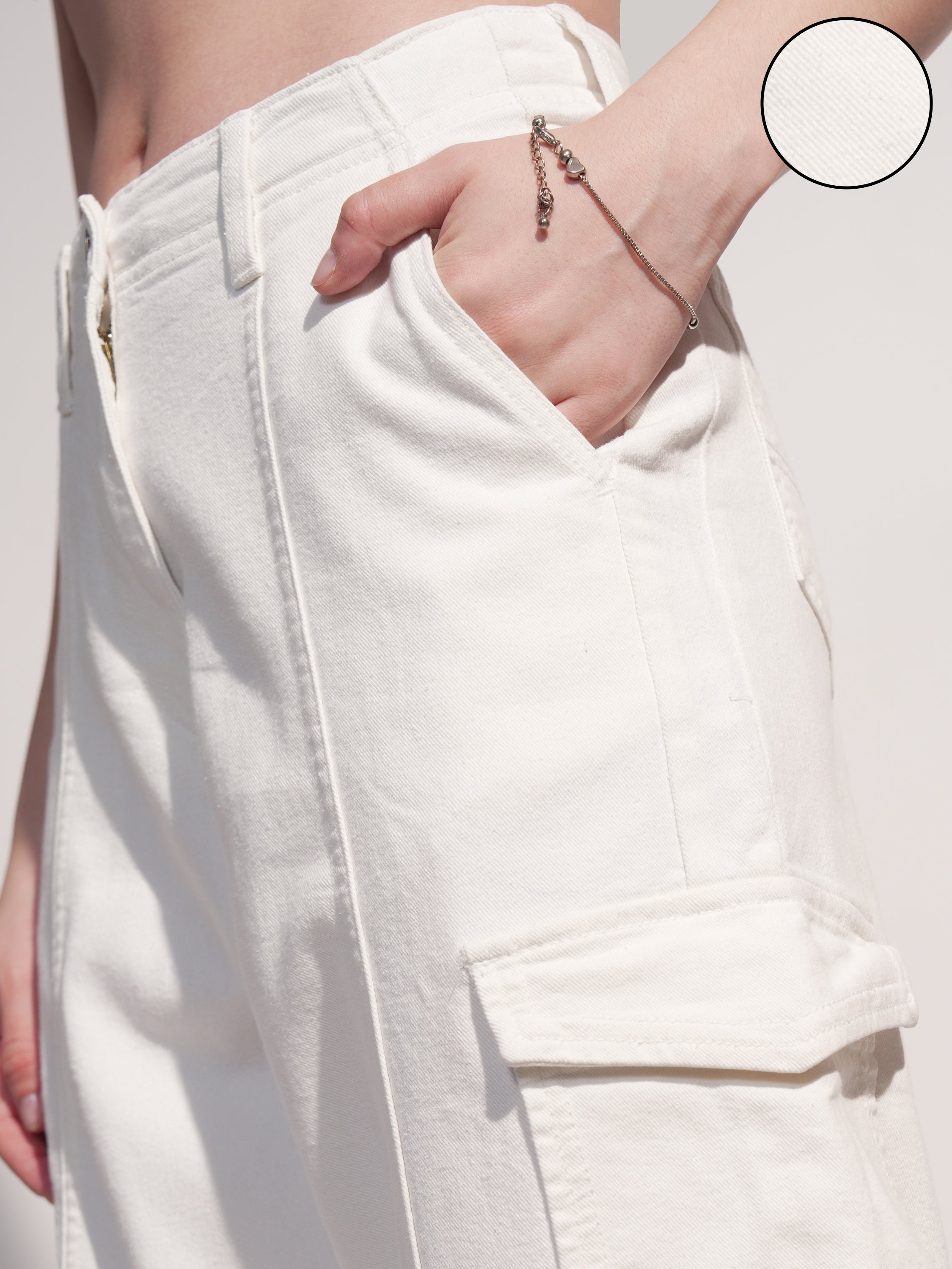 Tokyo Talkies Women White Wide Leg Stretchable Jeans - White - Image 5