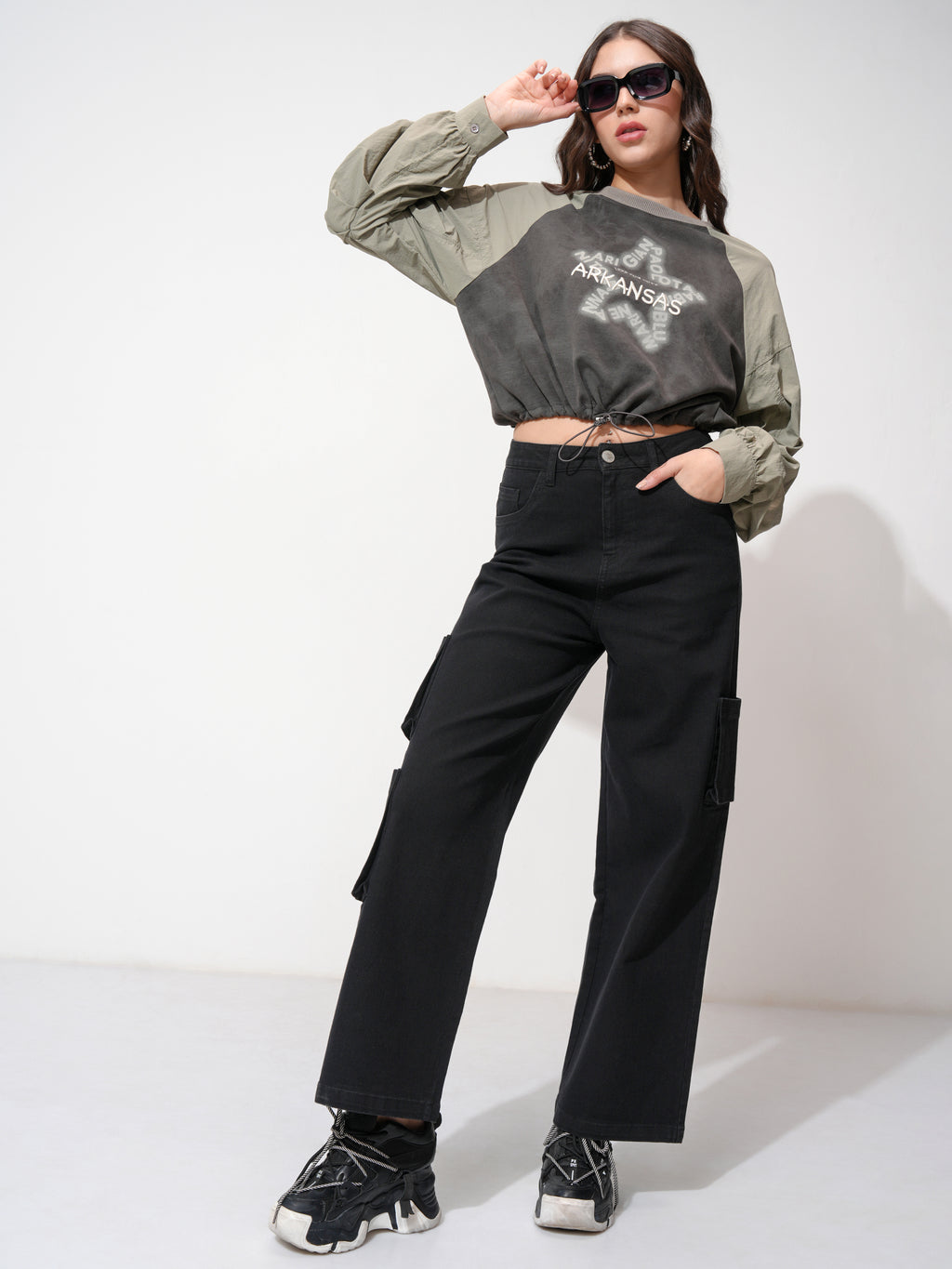 Tokyo Talkies Women Black Wide Leg Stretchable Jeans - Black - Image 2