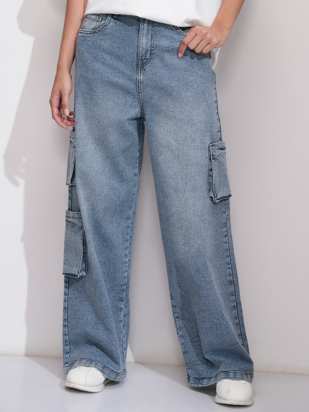 Tokyo Talkies Women Blue Wide Leg Stretchable Jeans - Blue - Image 1