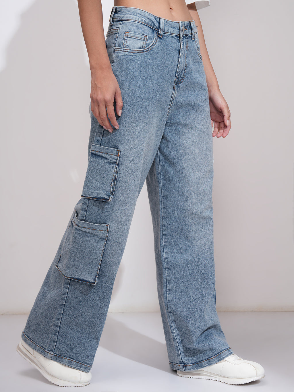 Tokyo Talkies Women Blue Wide Leg Stretchable Jeans - Blue - Image 6