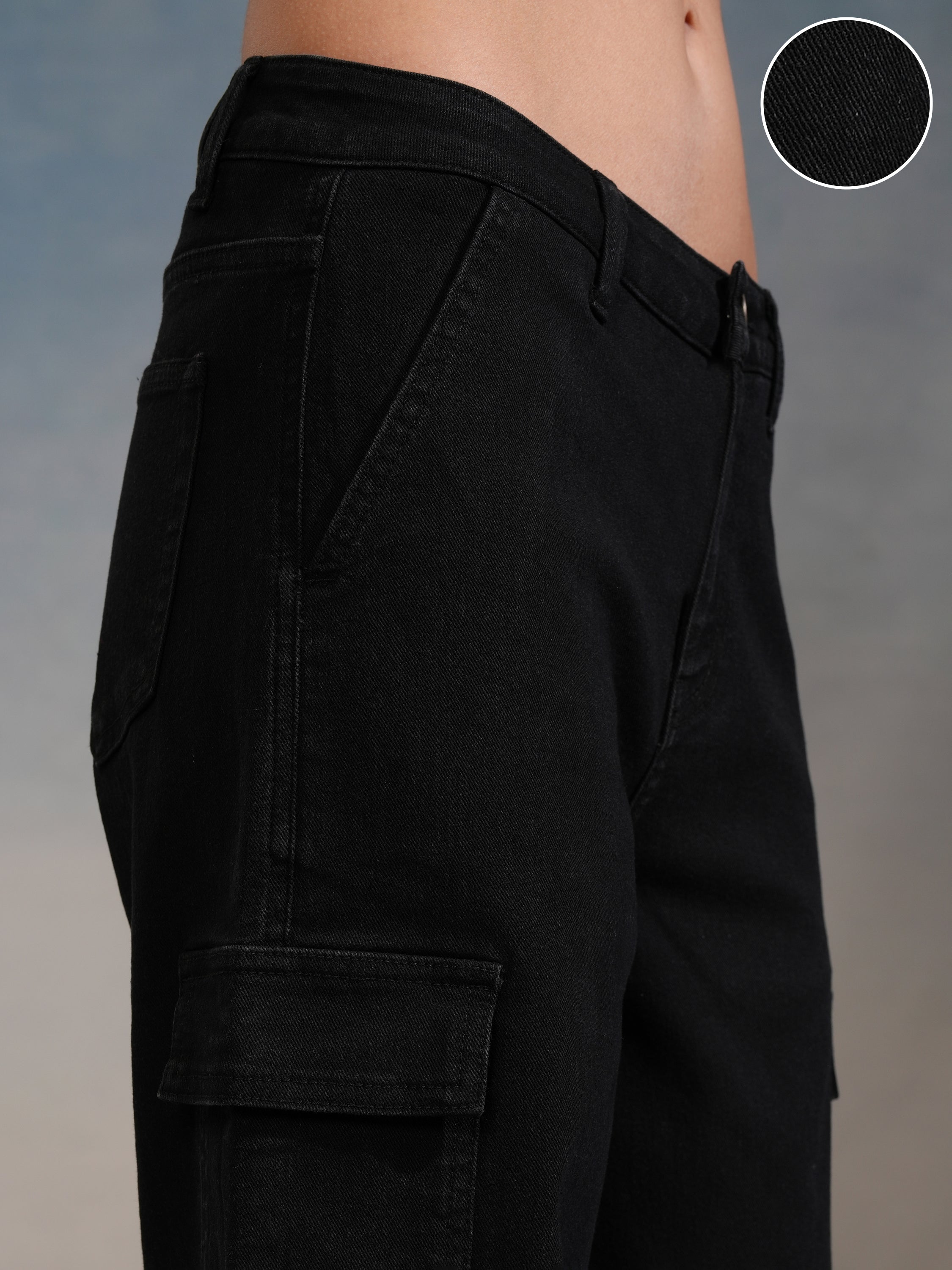 Tokyo Talkies Women Black Wide Leg Stretchable Jeans - Black - Image 5