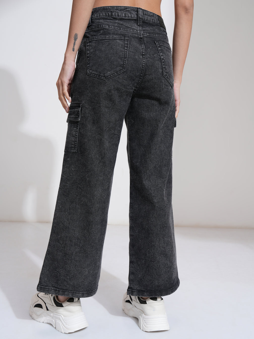 Tokyo Talkies Women Black Wide Leg Stretchable Jeans - Black - Image 3