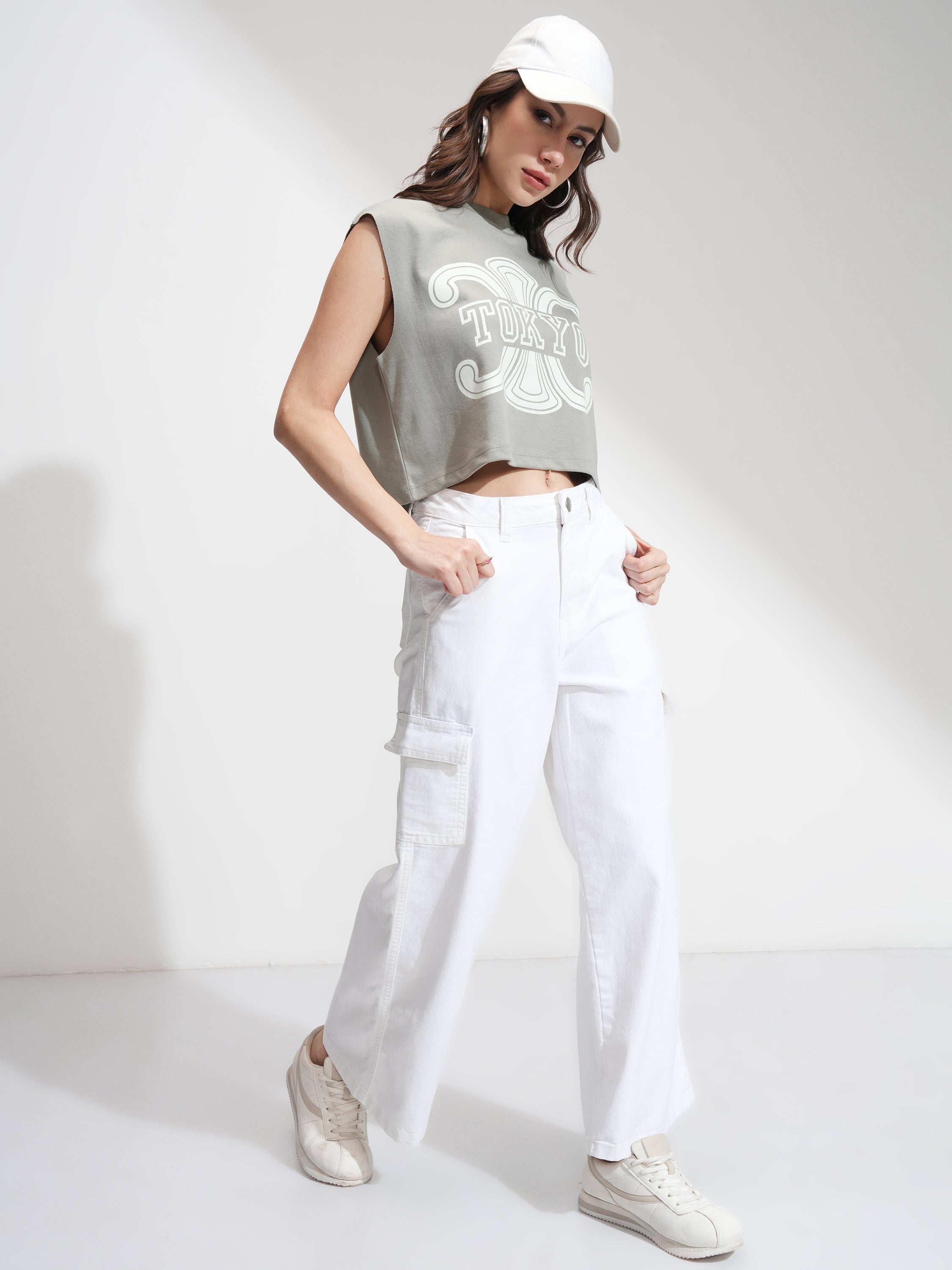 Tokyo Talkies Women White Wide Leg Stretchable Jeans - White - Image 2