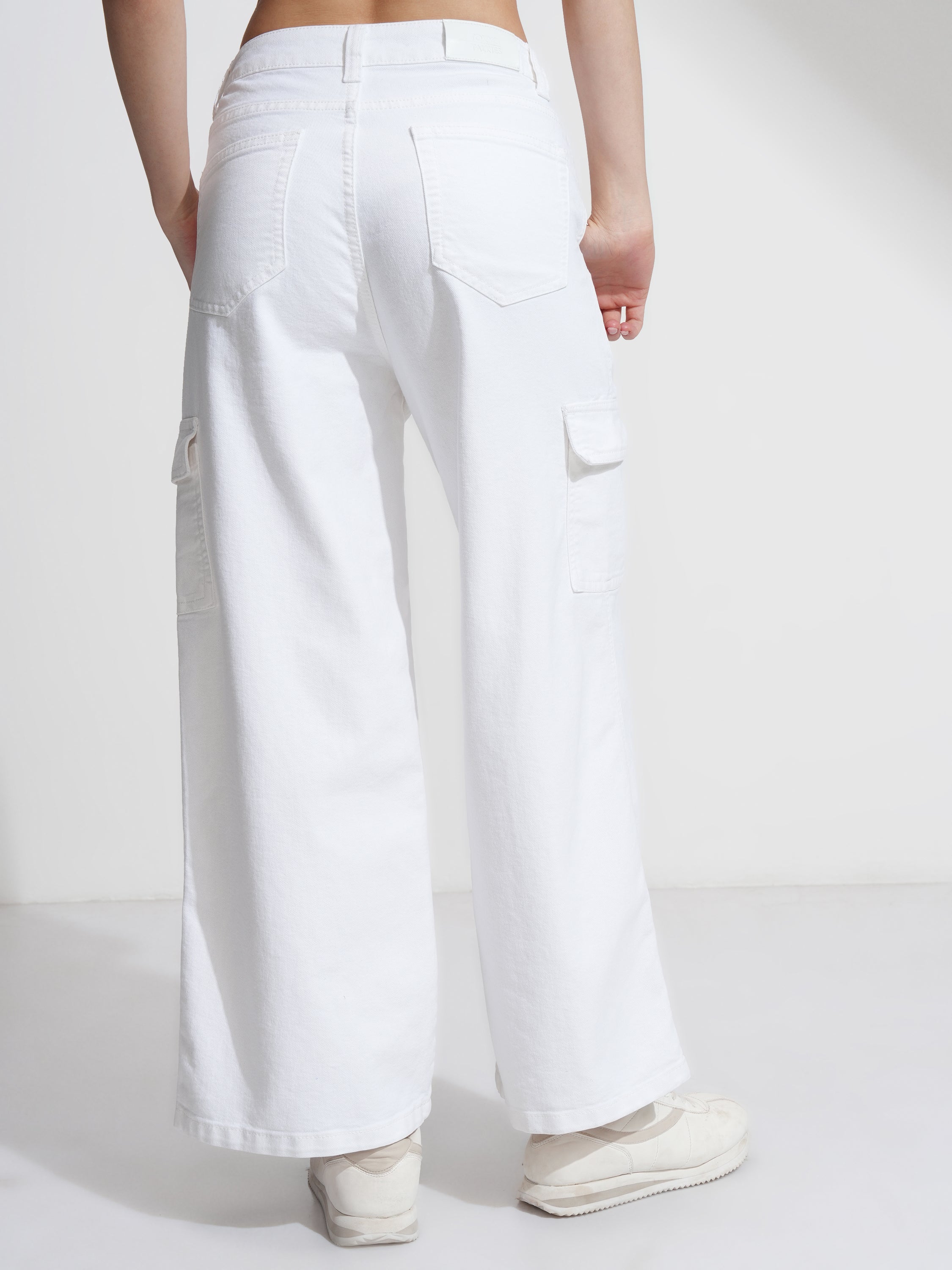 Tokyo Talkies Women White Wide Leg Stretchable Jeans - White - Image 3