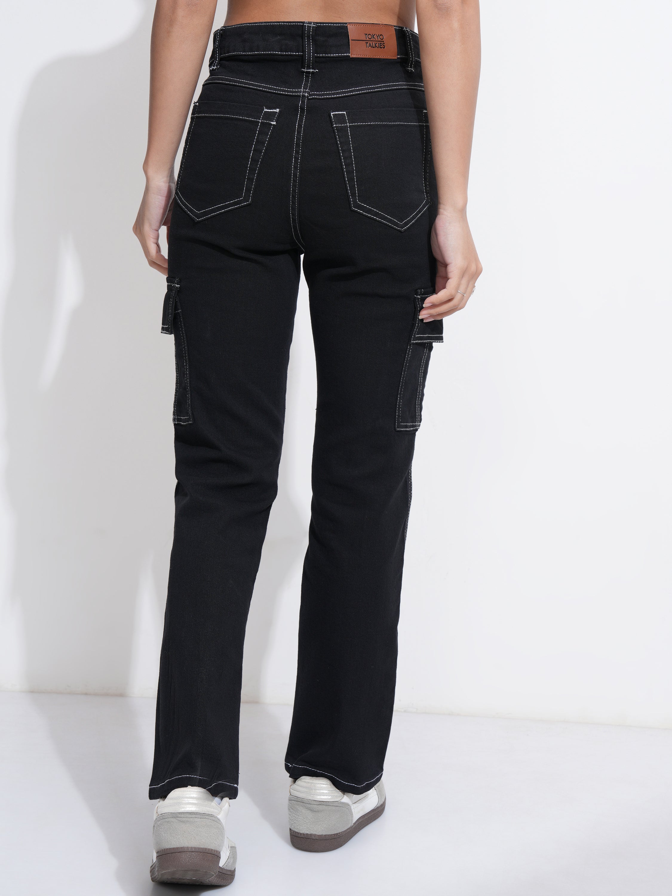 Tokyo Talkies Women Black Straight Fit Stretchable Jeans - Black - Image 3