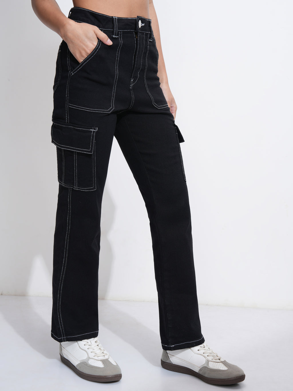 Tokyo Talkies Women Black Straight Fit Stretchable Jeans - Black - Image 6