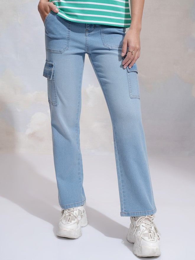 Tokyo Talkies Women Blue Straight Fit Stretchable Jeans - Blue - Image 1