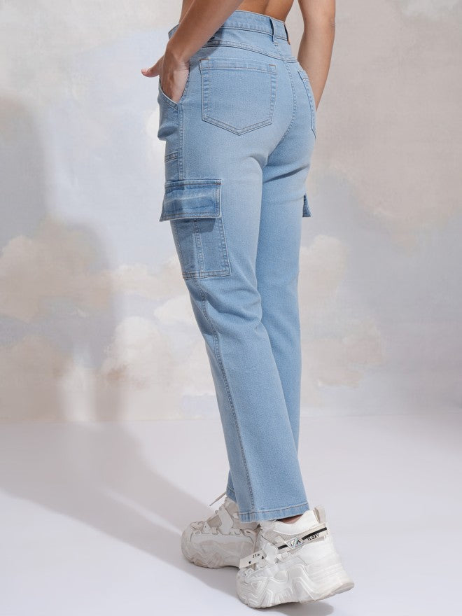 Tokyo Talkies Women Blue Straight Fit Stretchable Jeans - Blue - Image 3