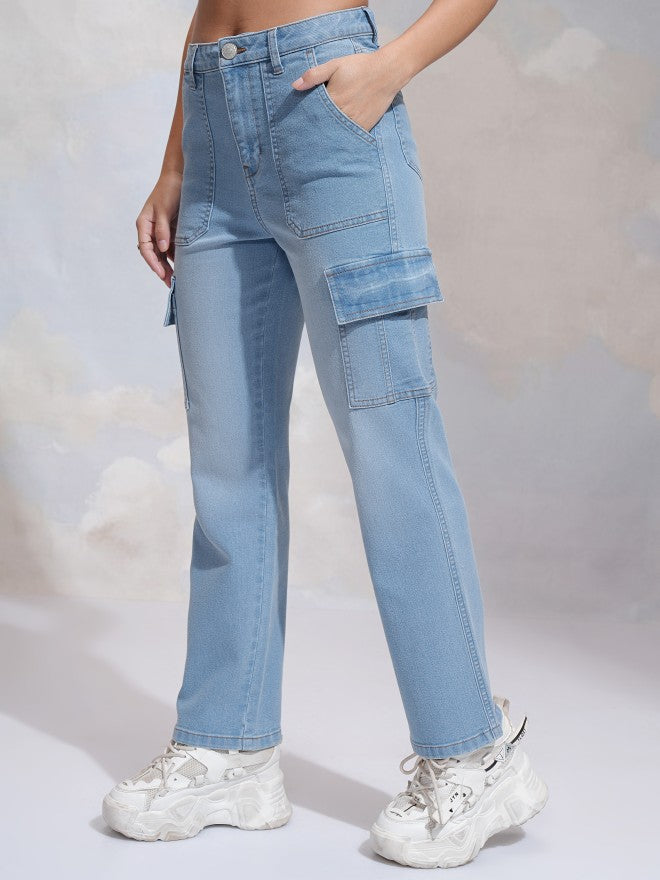 Tokyo Talkies Women Blue Straight Fit Stretchable Jeans - Blue - Image 4