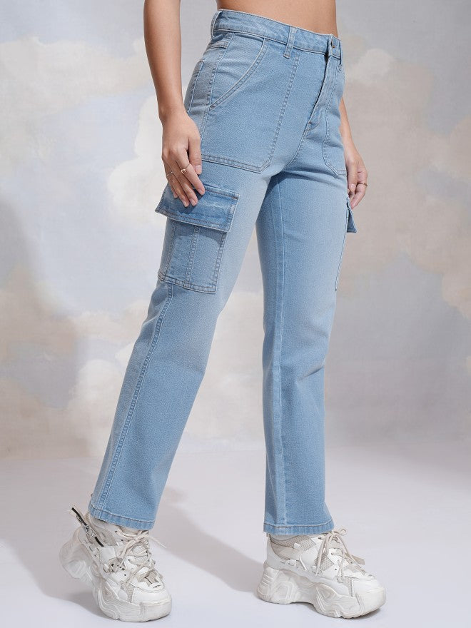 Tokyo Talkies Women Blue Straight Fit Stretchable Jeans - Blue - Image 6