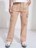 Tokyo Talkies Women Peach Straight Fit Stretchable Jeans - Peach - Image 1