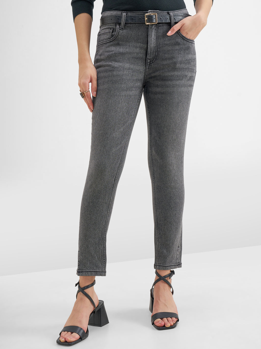 Purple By Tokyo Talkies WomenGrey Skinny Fit Stretchable Jeans - Grey - Image 1