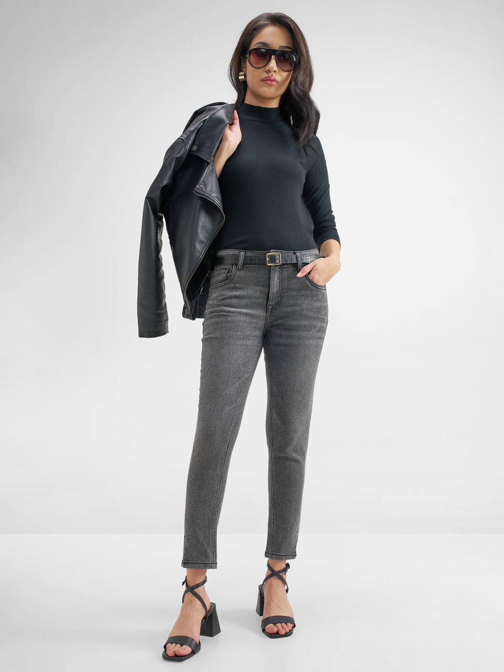 Purple By Tokyo Talkies WomenGrey Skinny Fit Stretchable Jeans - Grey - Image 2