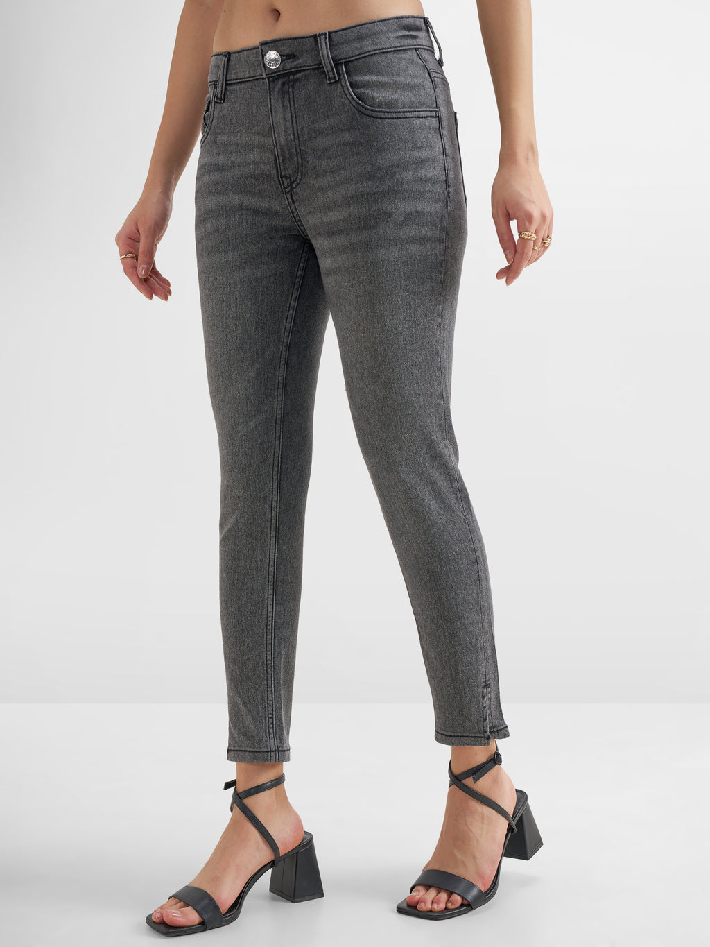 Purple By Tokyo Talkies WomenGrey Skinny Fit Stretchable Jeans - Grey - Image 4
