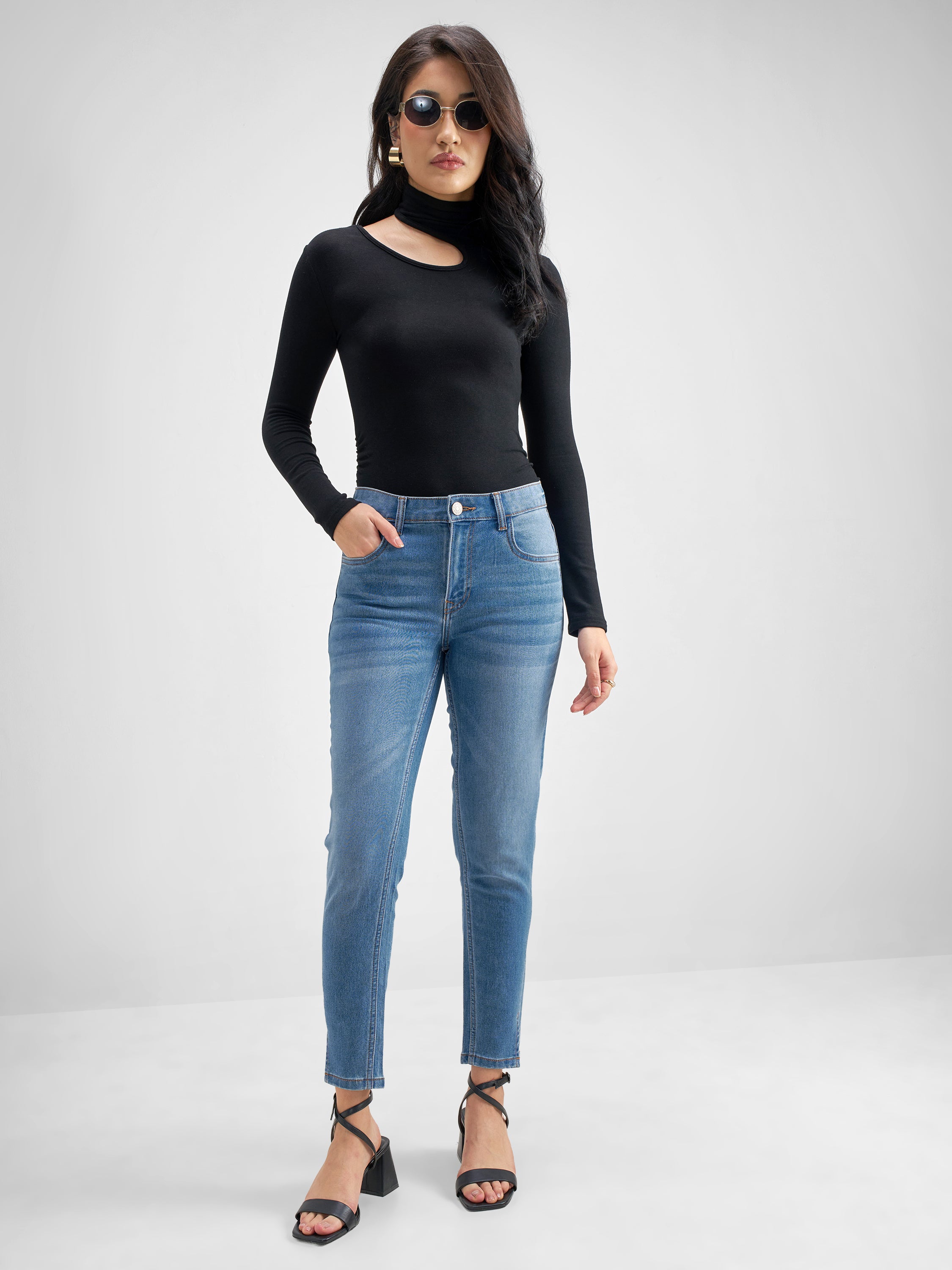 Purple By Tokyo Talkies WomenBlue Skinny Fit Stretchable Jeans - Blue - Image 2