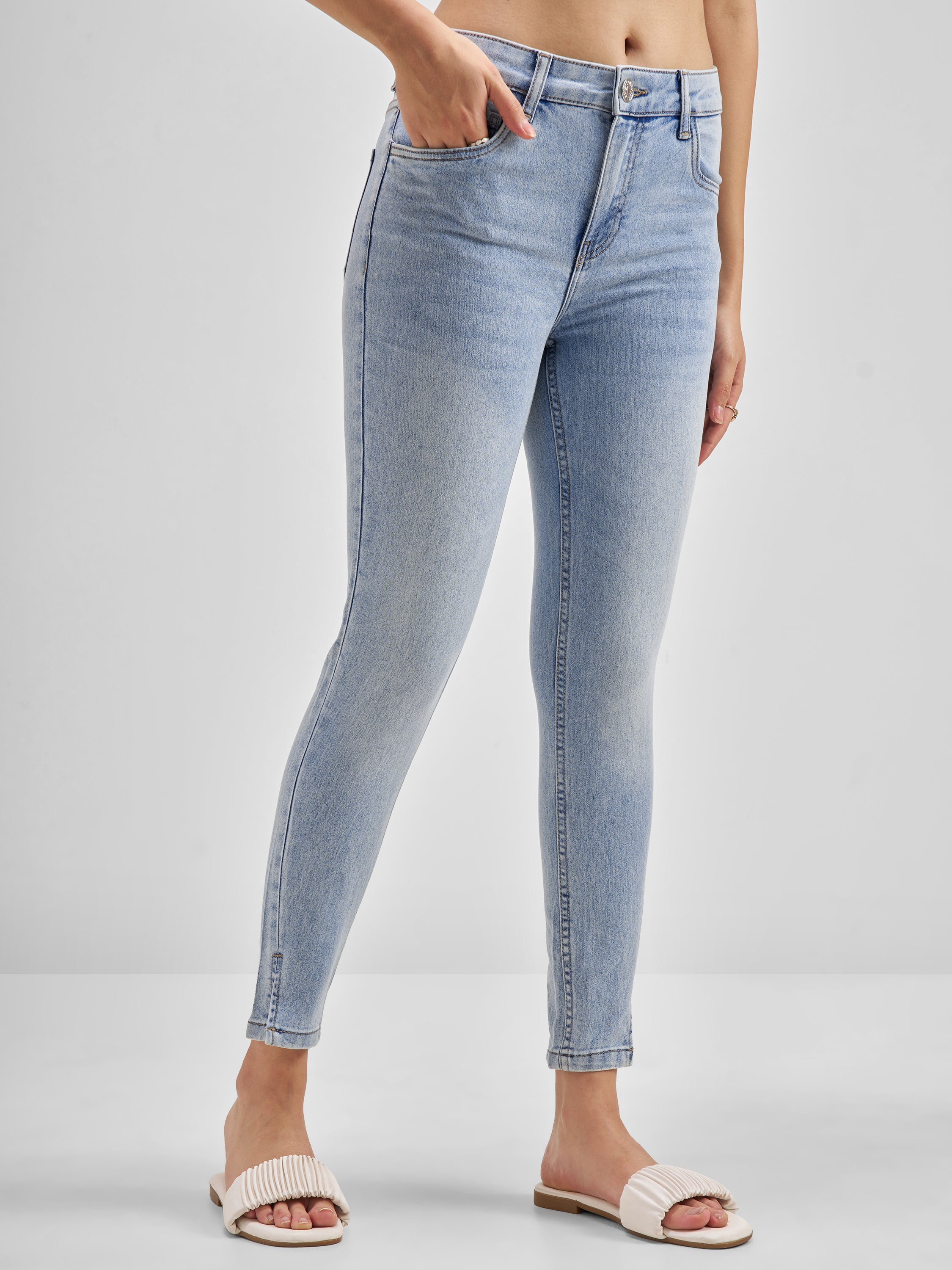 Basics By Tokyo Talkies Women Blue Slim Fit Jeans - Blue - Image 6