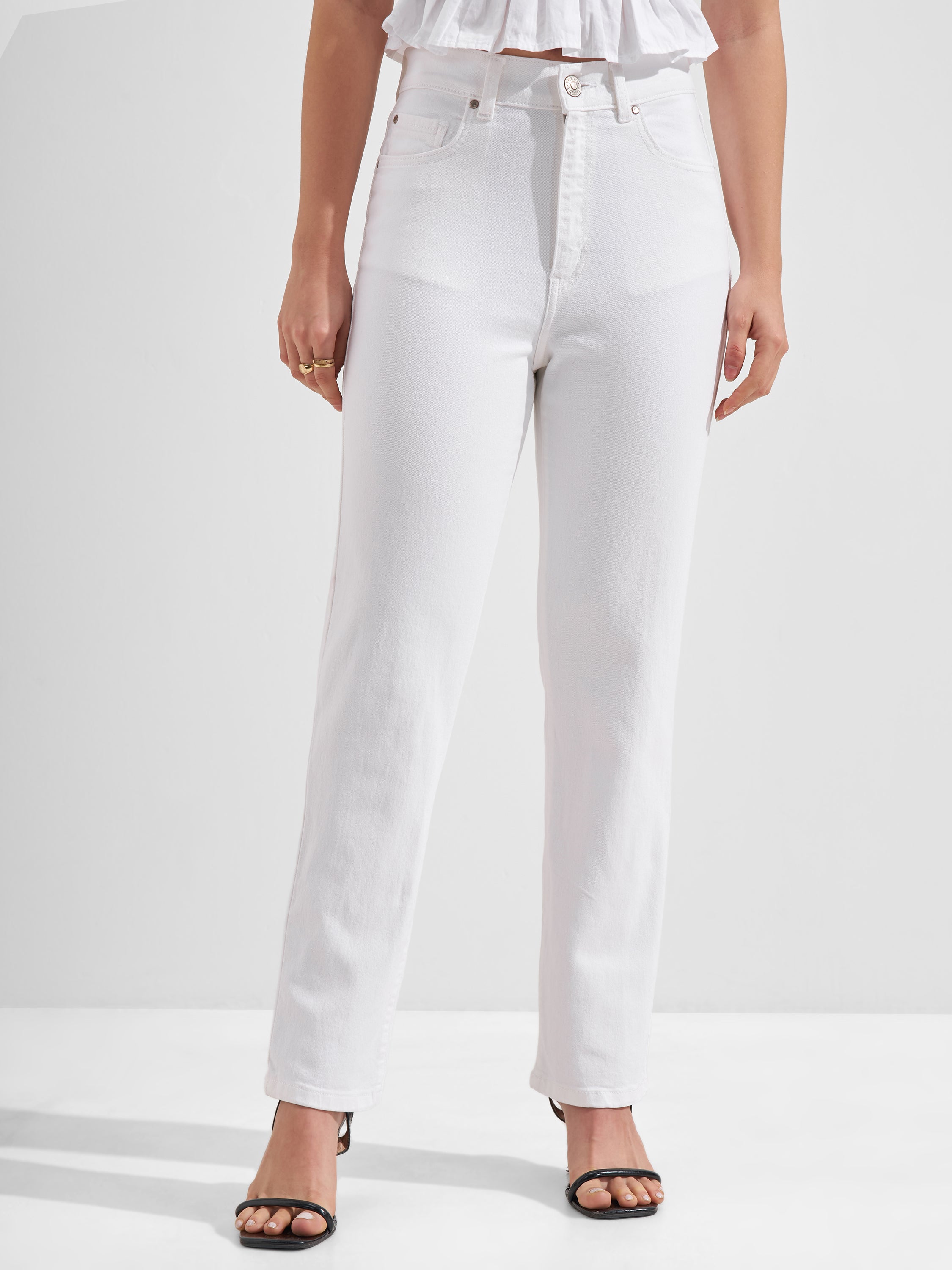 Tokyo Talkies Women White Slim Fit Jeans
