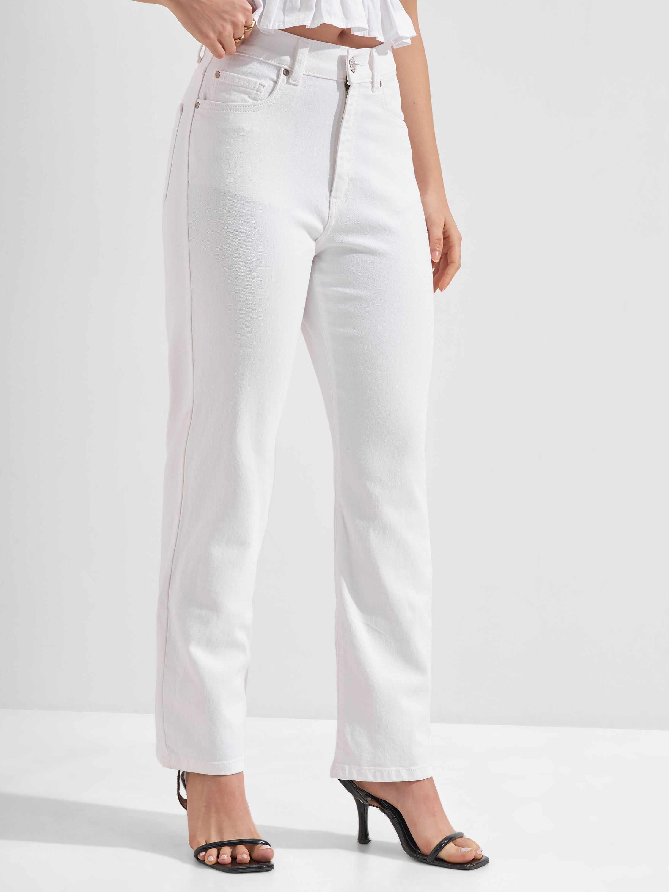 Tokyo Talkies Women White Slim Fit Jeans