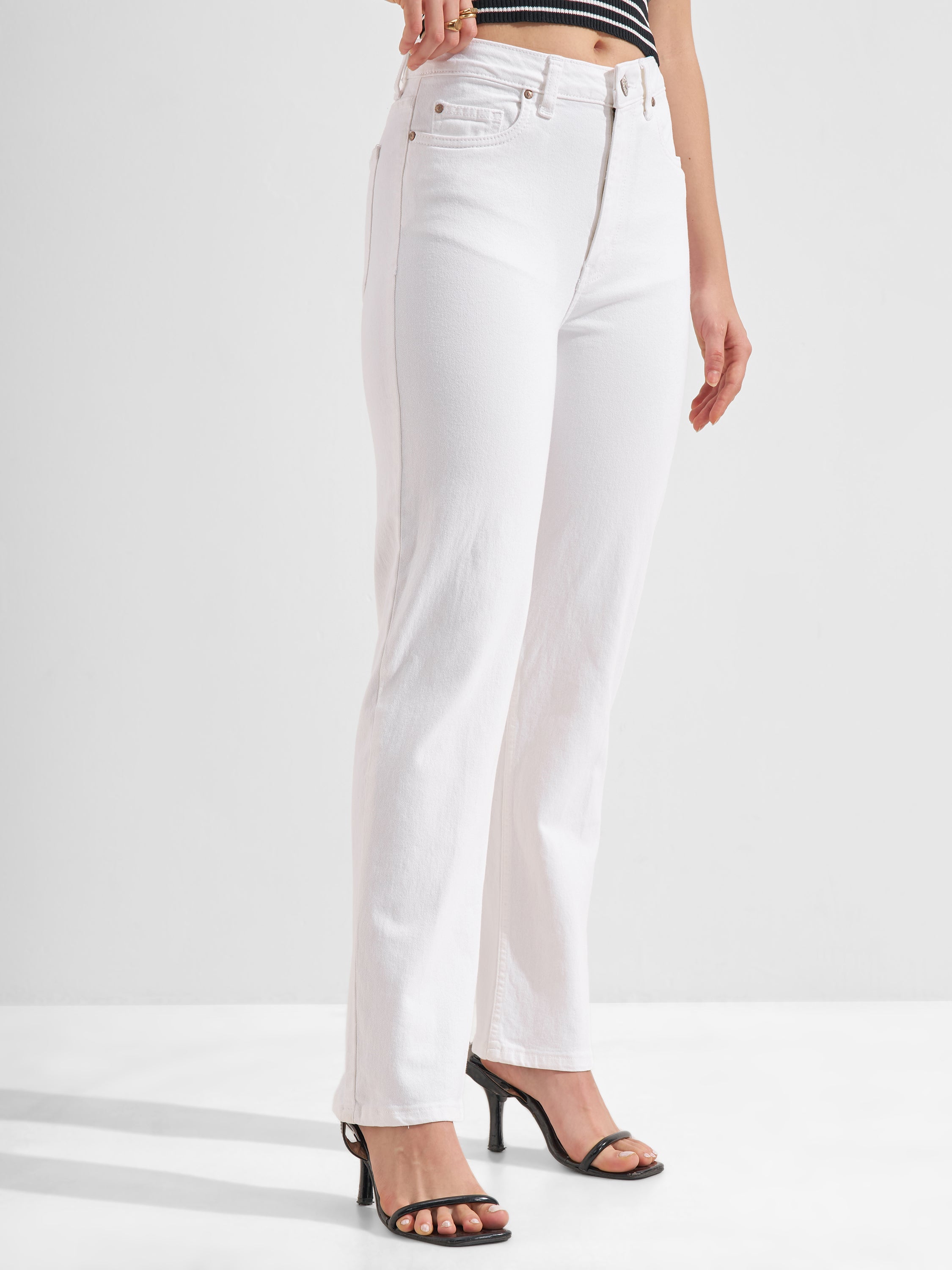Tokyo Talkies Women White Slim Fit Jeans