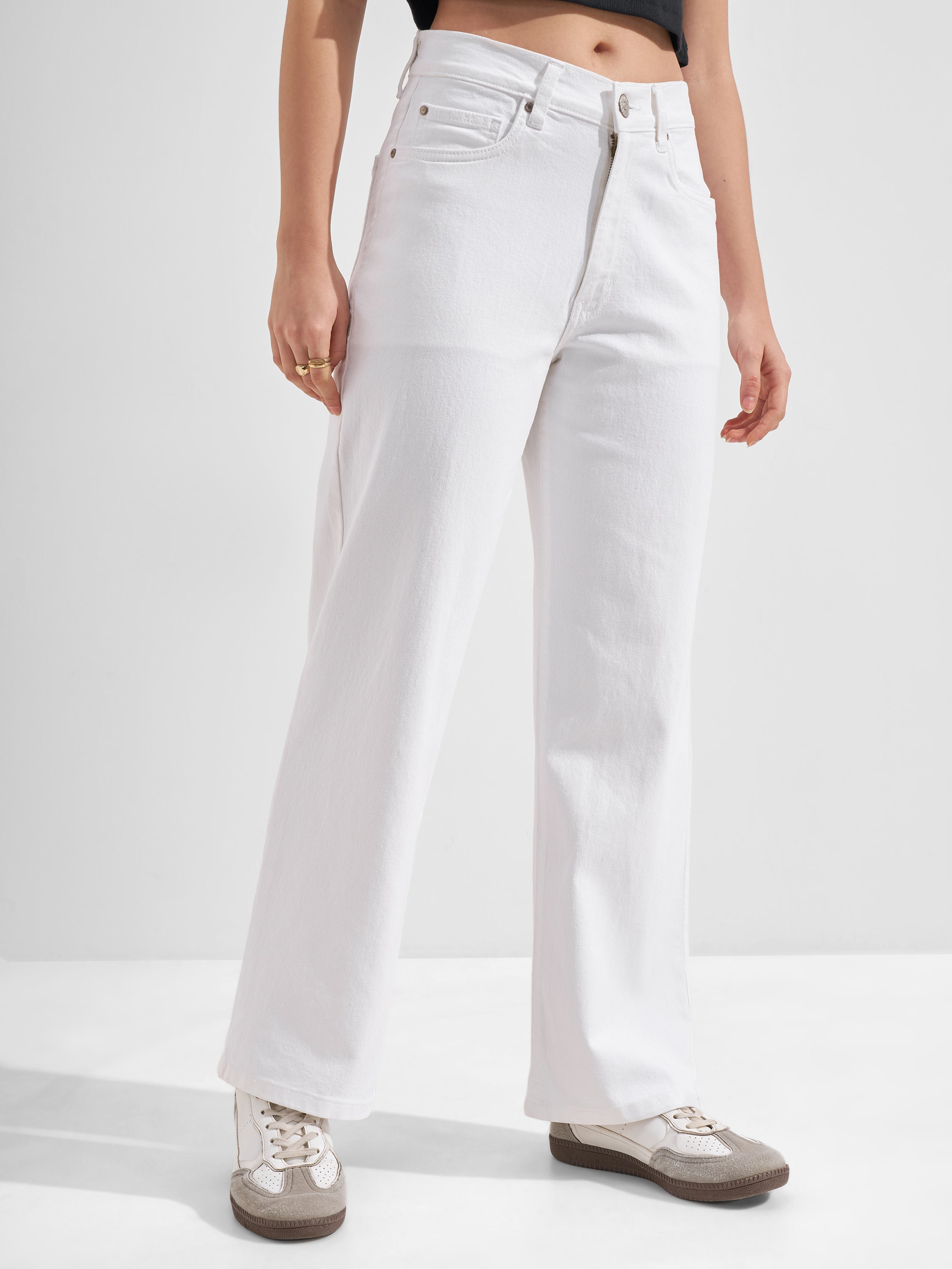 Tokyo Talkies Women White Relaxed Fit Jeans