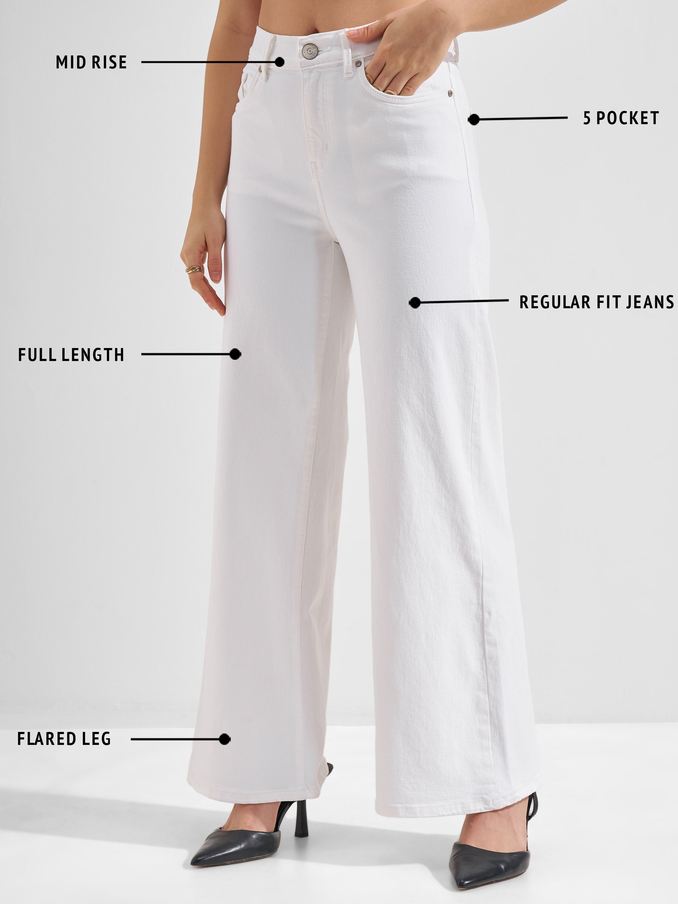 Tokyo Talkies Women White Wide Leg Jeans