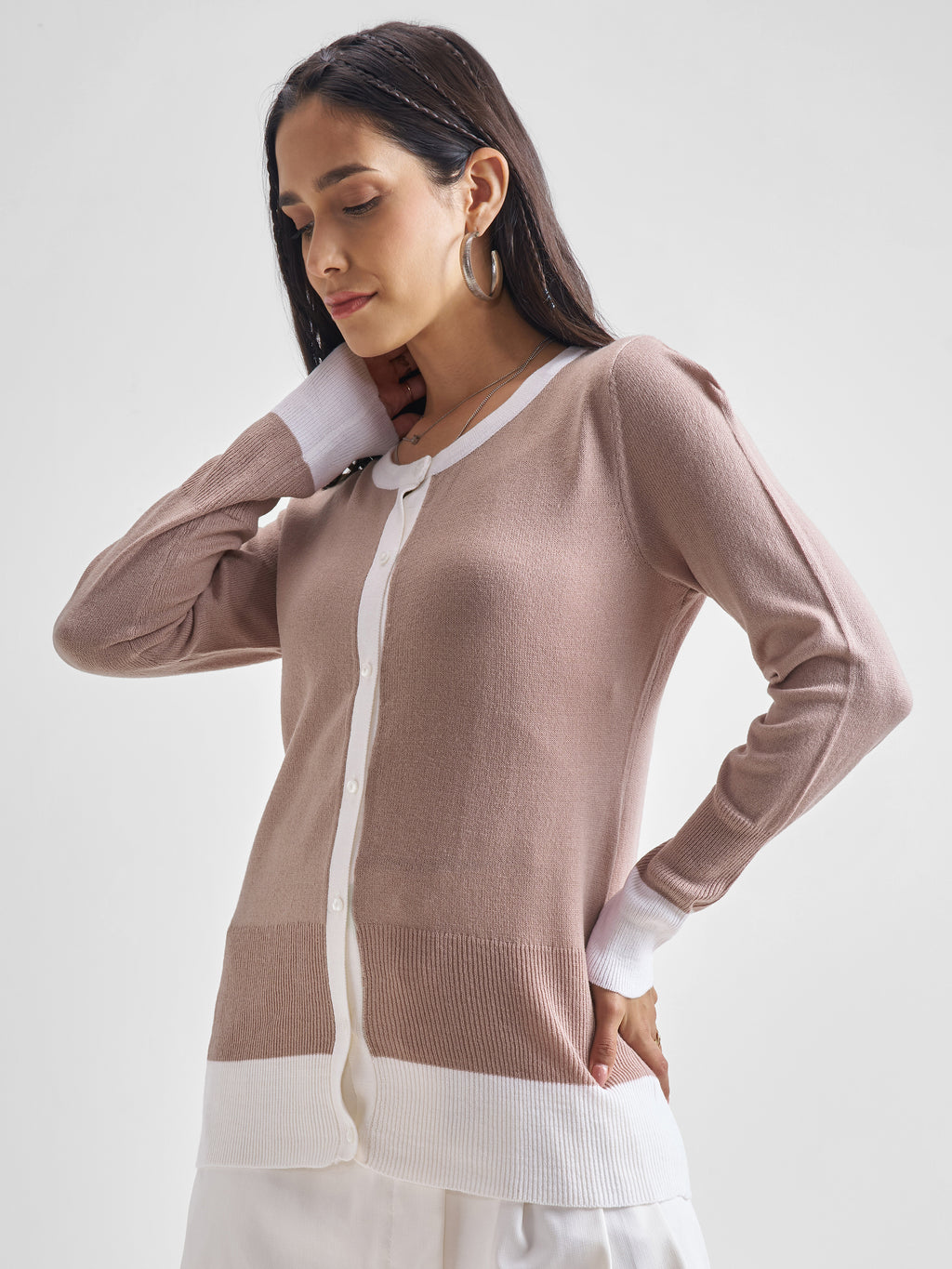 Tokyo Talkies Women Pink Round Neck Sweater - Pink - Image 4