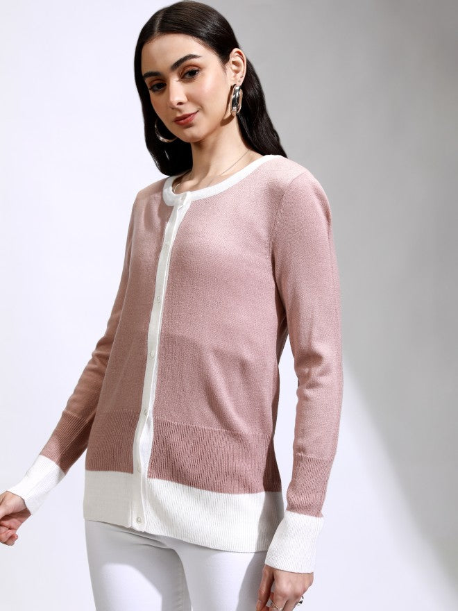 Tokyo Talkies Women Pink Round Neck Sweater - Pink - Image 4