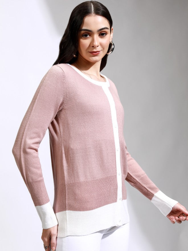 Tokyo Talkies Women Pink Round Neck Sweater - Pink - Image 6