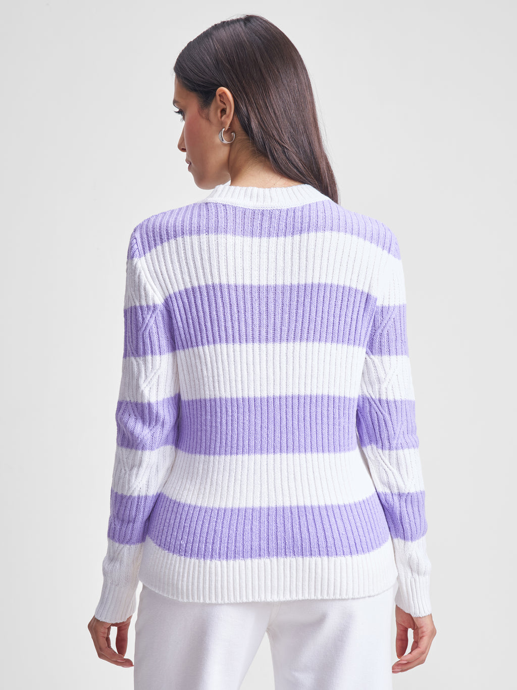 Tokyo Talkies Women Lavender Round Neck Sweater - Lavender - Image 3