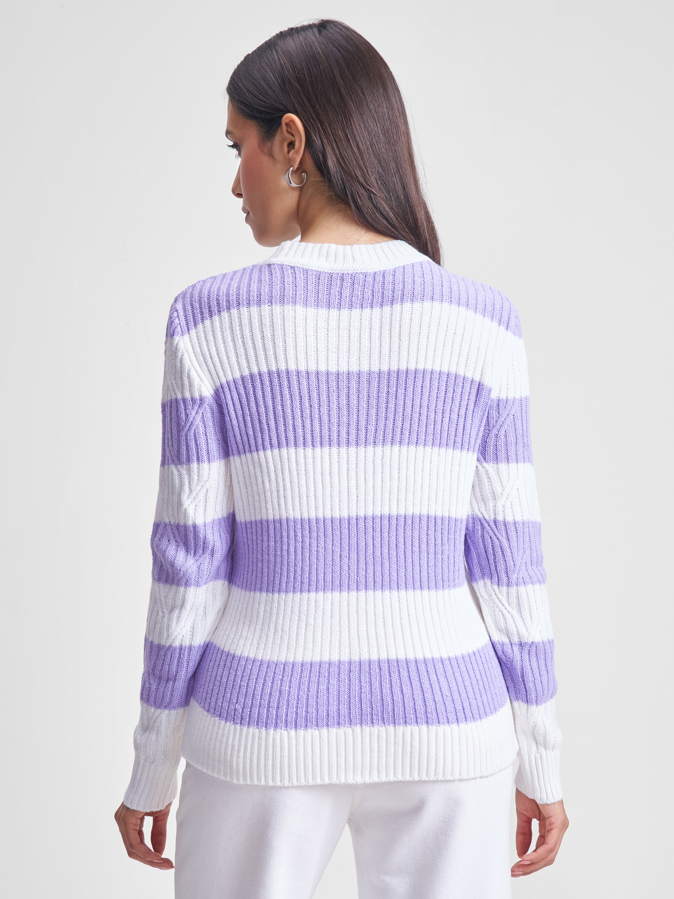 Tokyo Talkies Women Lavender Round Neck Sweater - Lavender - Image 3