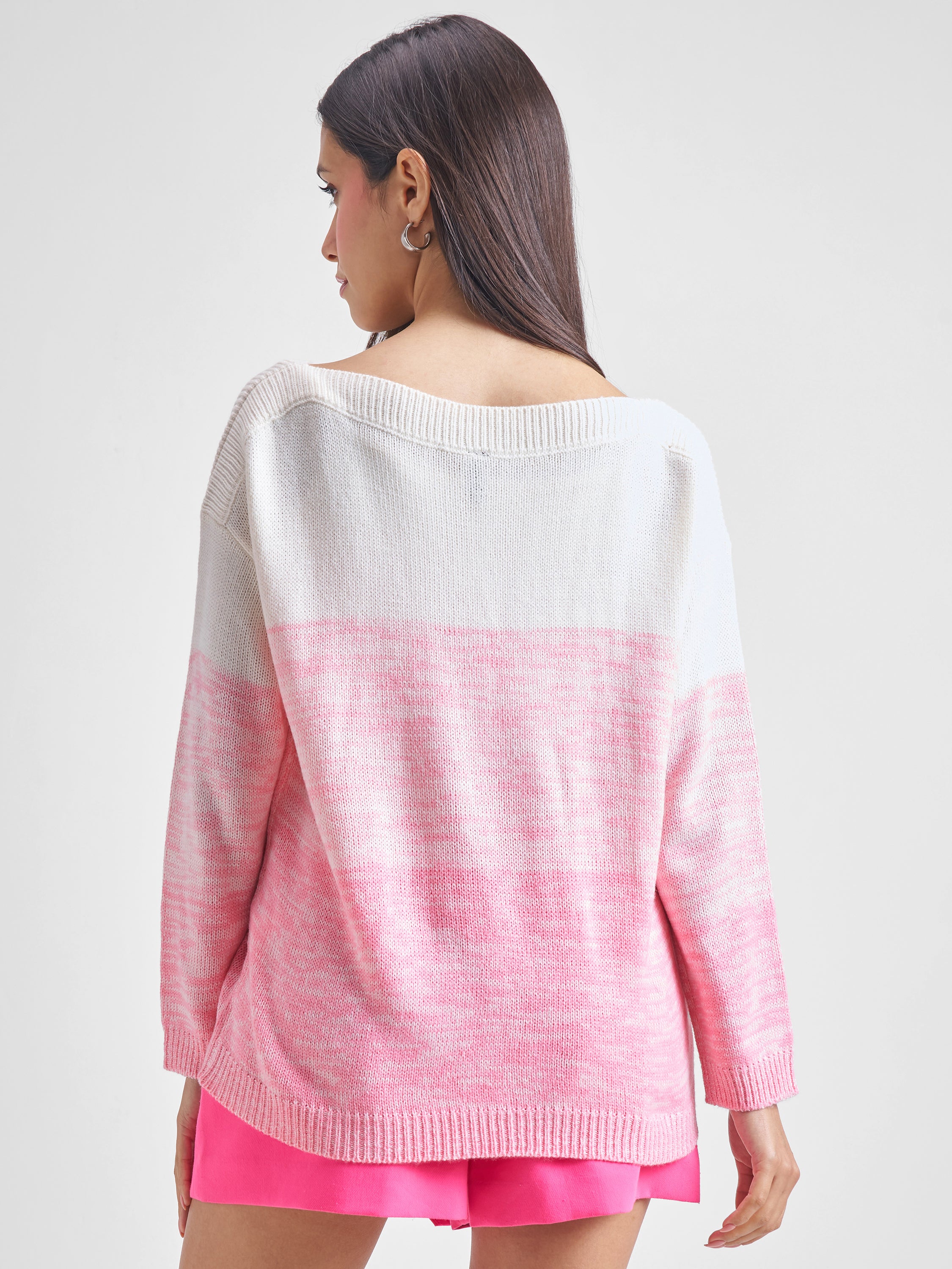 Tokyo Talkies Women Off White Round Neck Sweater - Off White - Image 3