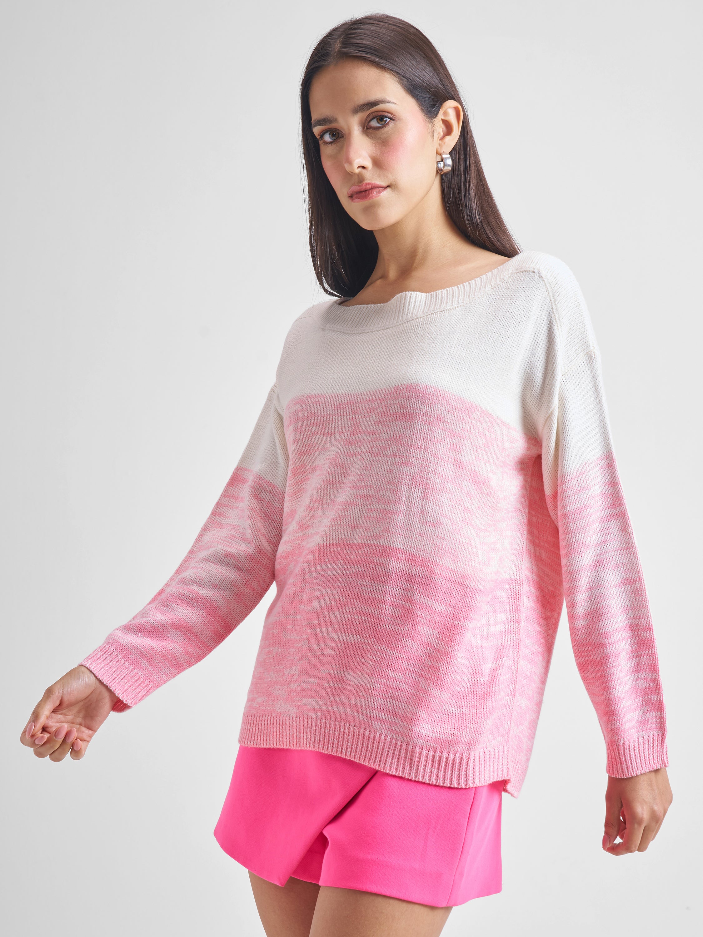 Tokyo Talkies Women Off White Round Neck Sweater - Off White - Image 4