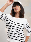 Tokyo Talkies Women White Round Neck Sweater - White - Image 1