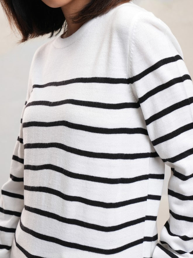 Tokyo Talkies Women White Round Neck Sweater - White - Image 5