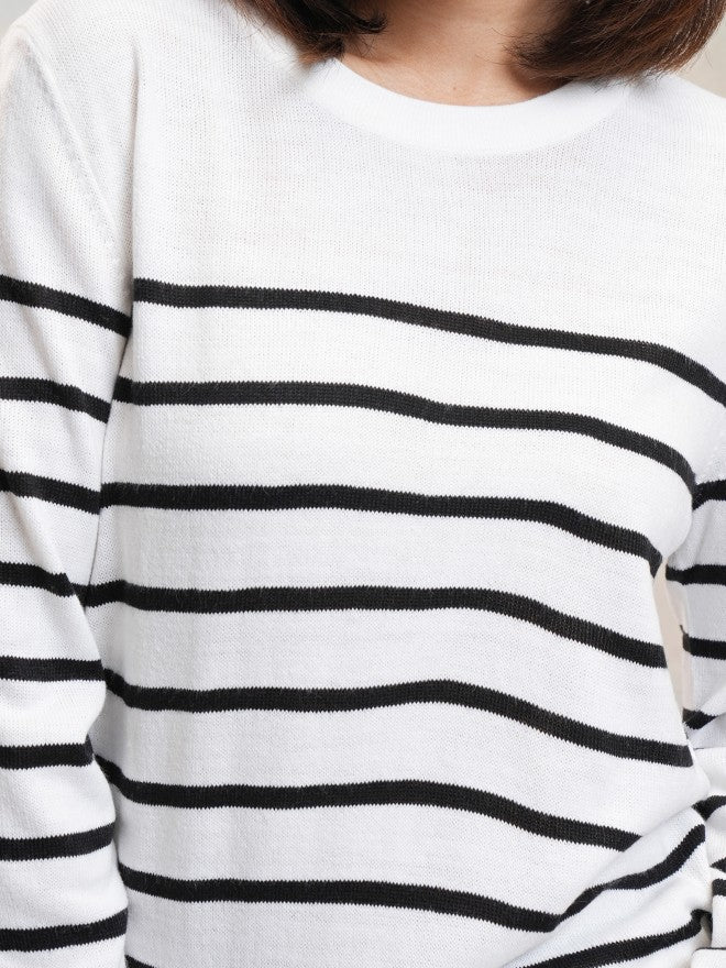 Tokyo Talkies Women White Round Neck Sweater - White - Image 7