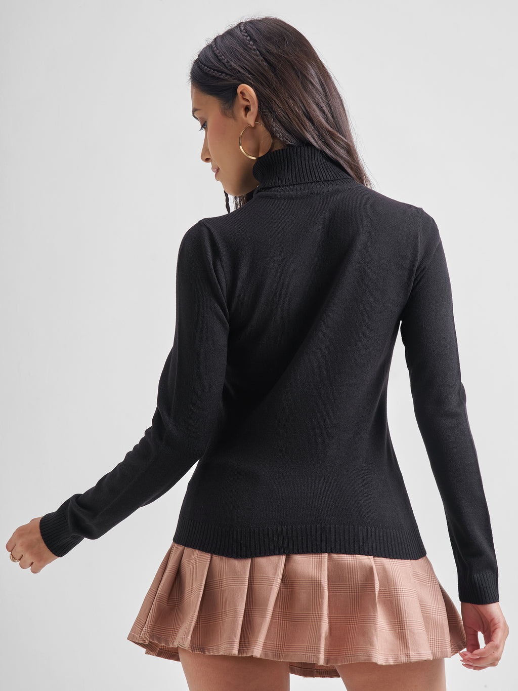 Tokyo Talkies Women Black Turtle Neck Sweater - Black - Image 3