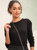 Tokyo Talkies Women Black Round Neck Sweater - Black - Image 1
