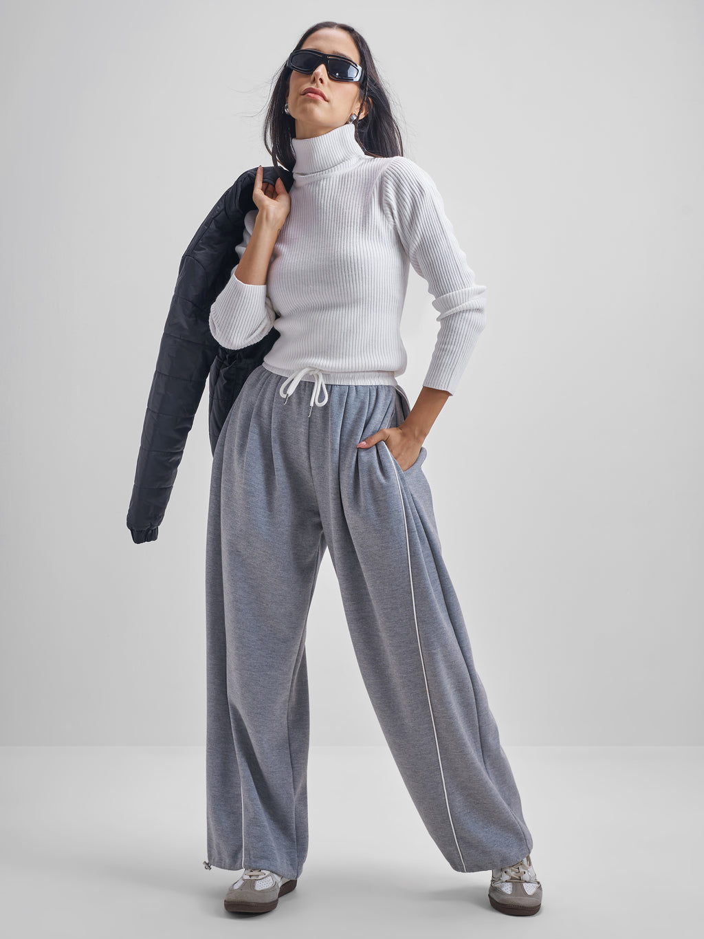 Tokyo Talkies Women White Turtle Neck Sweater - White - Image 2