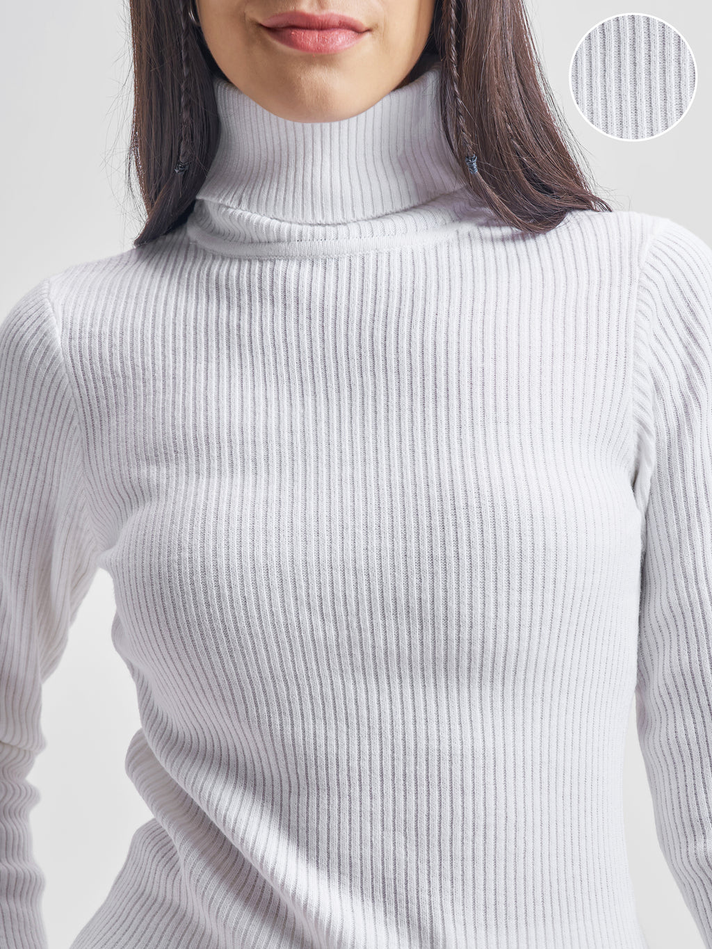 Tokyo Talkies Women White Turtle Neck Sweater - White - Image 5