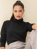 Tokyo Talkies Women Black Turtle Neck Sweater - Black - Image 1