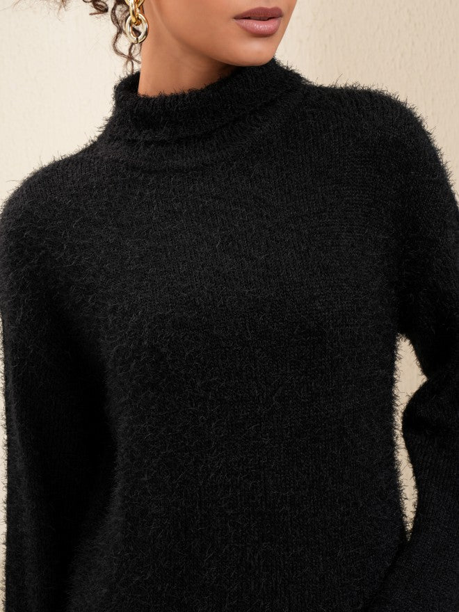 Tokyo Talkies Women Black Turtle Neck Sweater - Black - Image 5