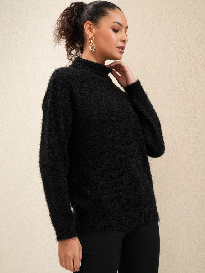 Tokyo Talkies Women Black Turtle Neck Sweater - Black - Image 6