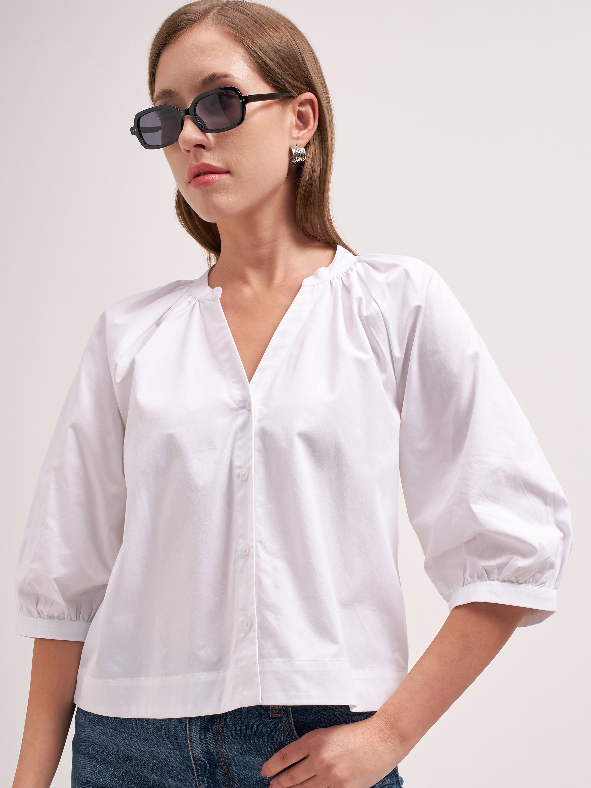 Tokyo Talkies Women White Solid Regular Top