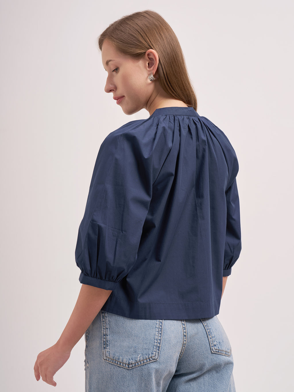 Tokyo Talkies Women Navy Blue Solid Regular Top