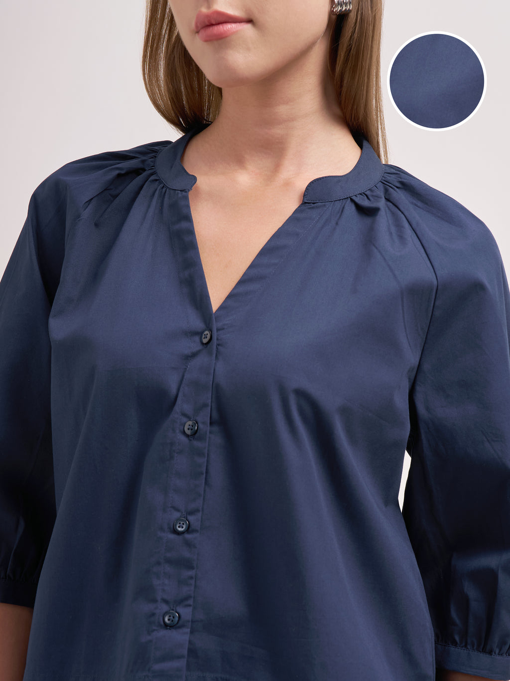 Tokyo Talkies Women Navy Blue Solid Regular Top